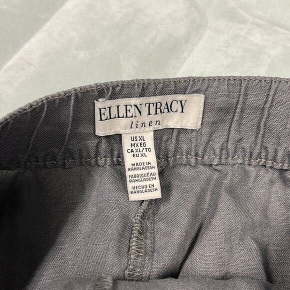 Ellen Tracy Linen Shorts Size XL Gray Drawstring Waist Pockets 100% Linen 4” - Picture 7 of 9